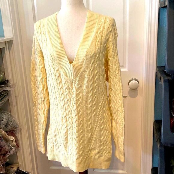 Aritzia Wilfred Butter Yellow Devry V-Neck Sweater V-neck oversized XXS - Picture 3 of 14